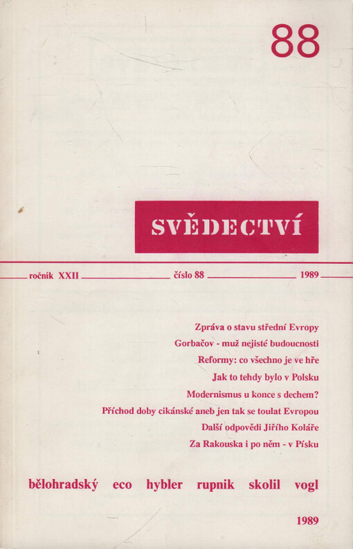 Svědectví : čtvrtletník pro politiku a kulturu