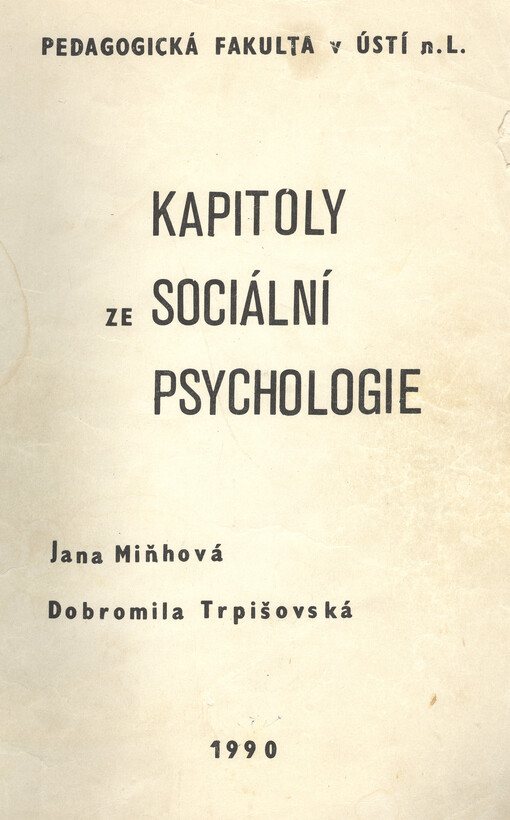 Kapitoly ze sociální psychologie
