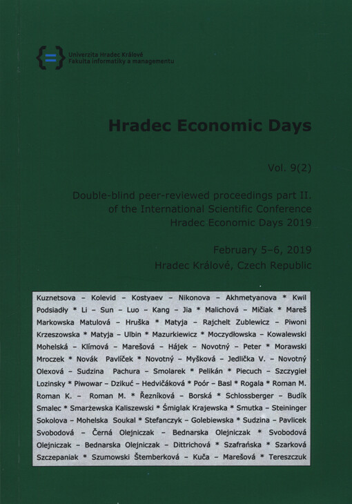 Hradec Economic Days ... : the international conference : economic development and management of regions Hradec Králové ... : peer-reviewed conference proceedings