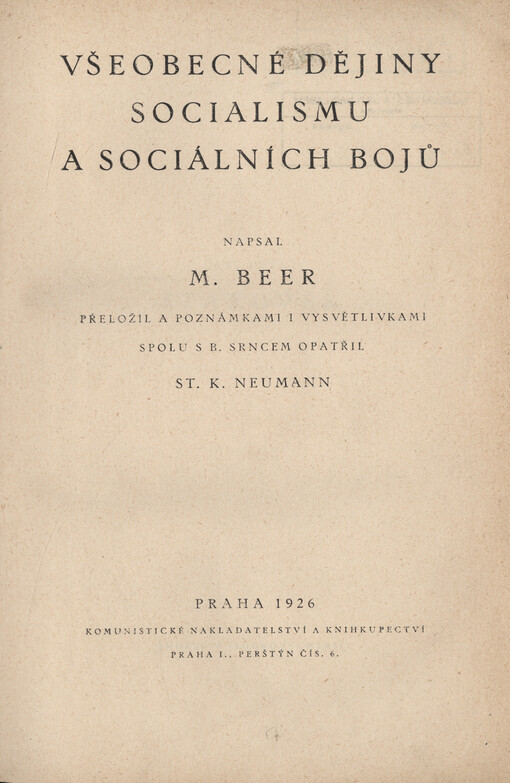 Všeobecné dějiny socialismu a sociálních bojů