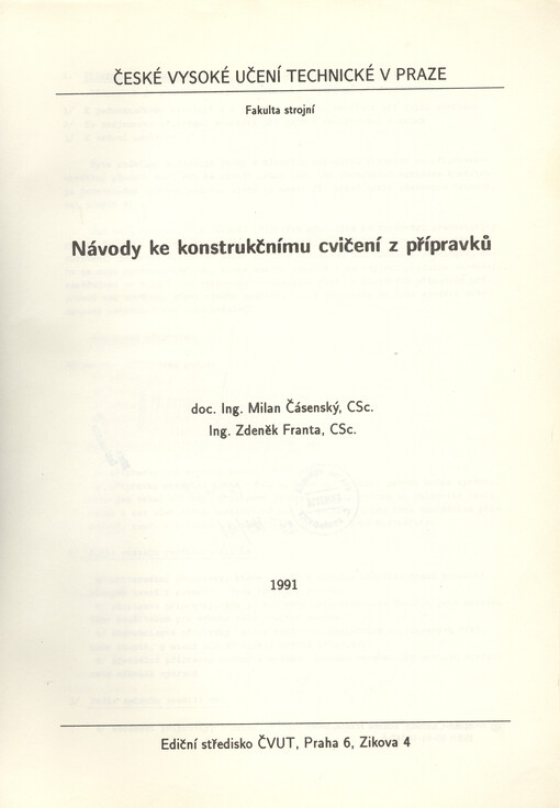 Návody ke konstrukčnímu cvičení z přípravků