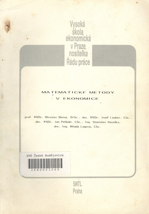 Matematické metody v ekonomice :