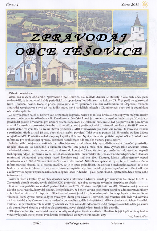 Zpravodaj obce Těšovice : Běleč, Bělečská Lhota, Těšovice