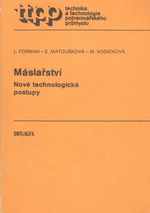 Máslařství : nové technologické postupy