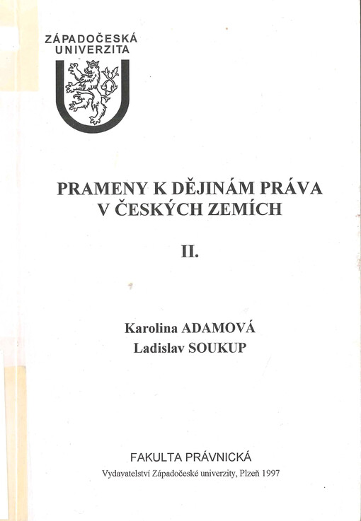 Prameny k dějinám práva v českých zemích, 2. díl