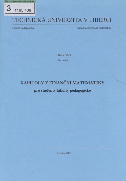 Kapitoly z finanční matematiky pro studenty fakulty pedagogické