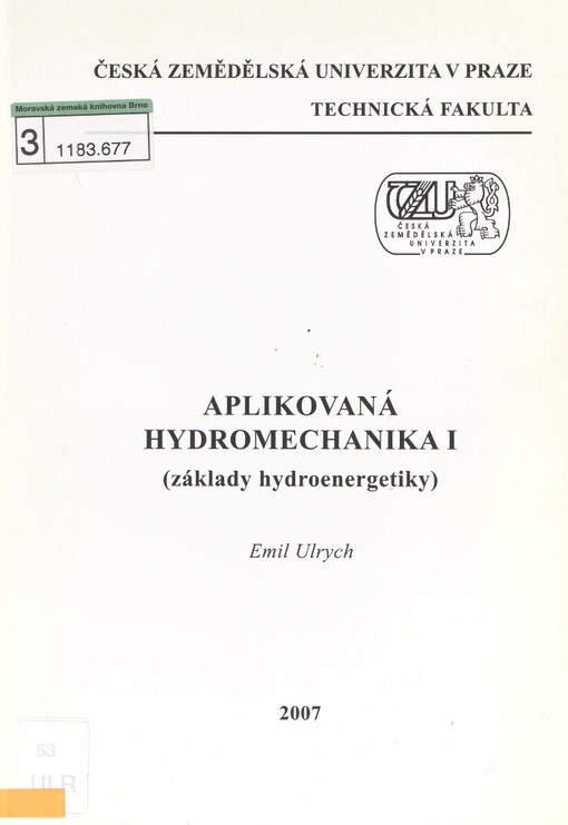 Aplikovaná hydromechanika I: (základy hydroenergetiky)