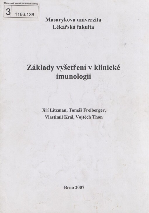 Základy vyšetření v klinické imunologii