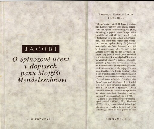O Spinozově učení v dopisech panu Mojžíši Mendelssohnovi
