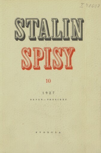 Spisy.Sv. 10,1927 srpen-prosinec, Svazek 10, 1927, Srpen - prosinec