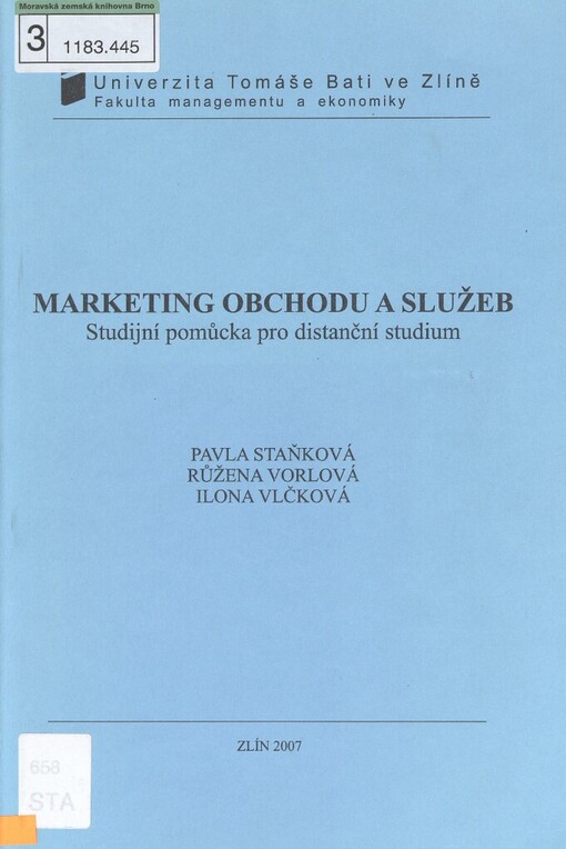 Marketing obchodu a služeb: studijní pomůcka pro distanční studium