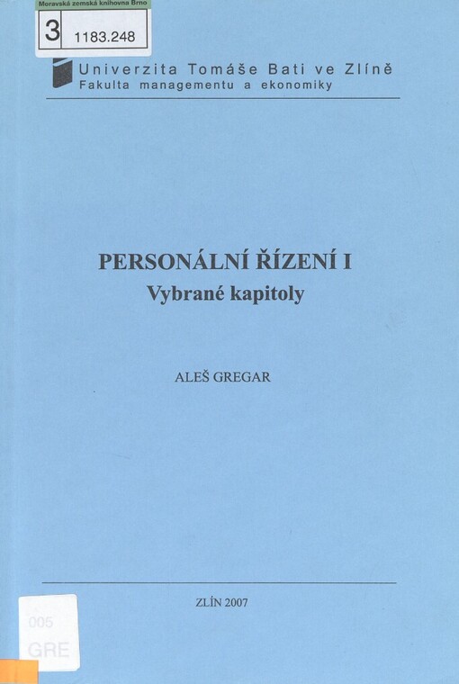 Personální řízení I: vybrané kapitoly