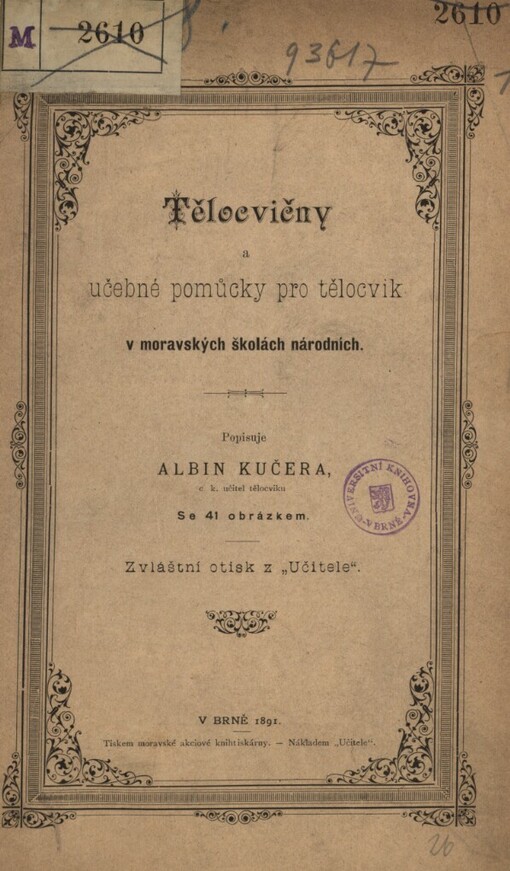 Tělocvičny a učebné pomůcky pro tělocvik v moravských školách národních