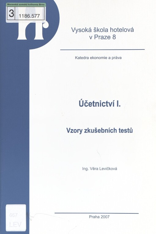 Účetnictví I: vzory zkušebních testů