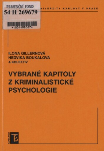 Vybrané kapitoly z kriminalistické psychologie
