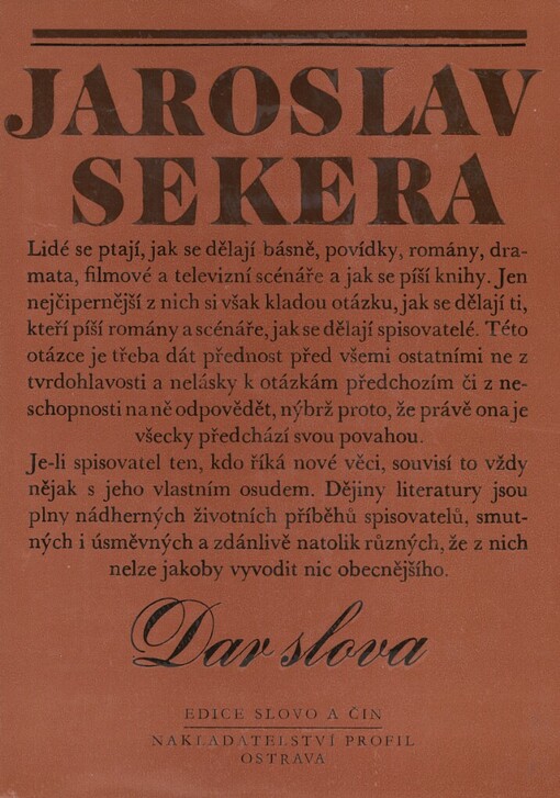 Dar slova :rozhovor o literárním řemesle
