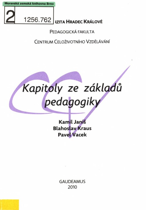 Kapitoly ze základů pedagogiky: studijní text