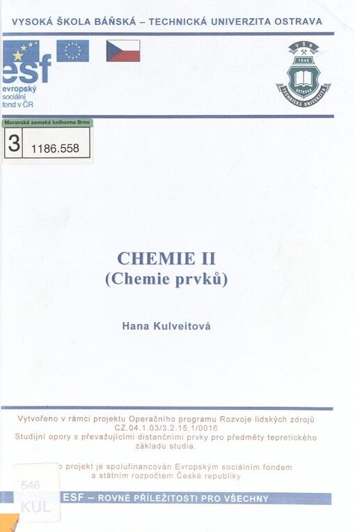 Chemie II: (chemie prvků)