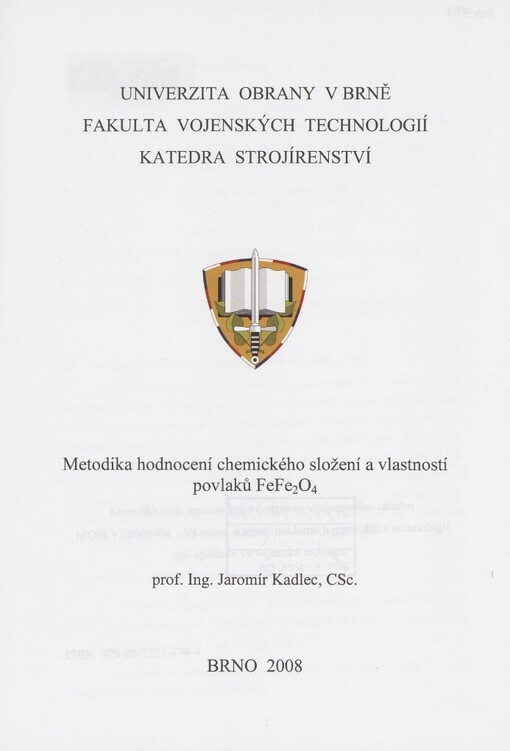 Metodika hodnocení chemického složení a vlastností povlaků FeFe2O4