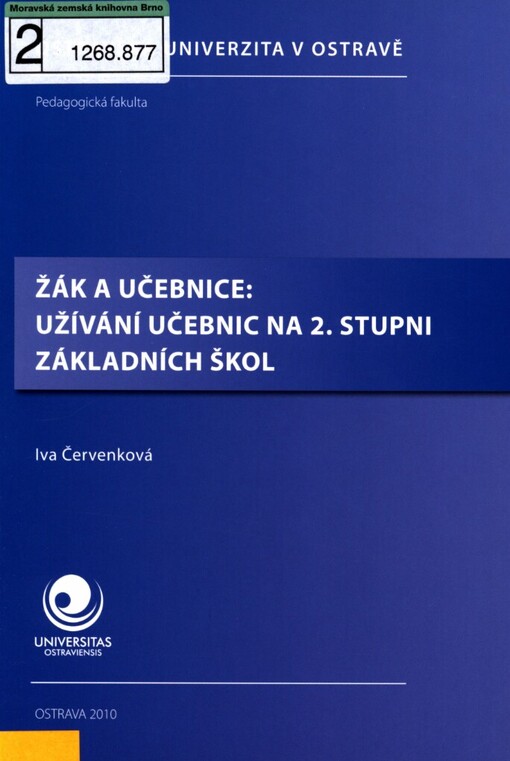 Žák a učebnice: užívání učebnic na 2. stupni základních škol