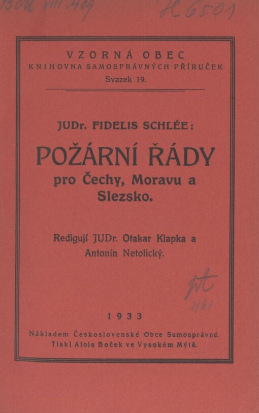 Požární řády pro Čechy, Moravu a Slezsko