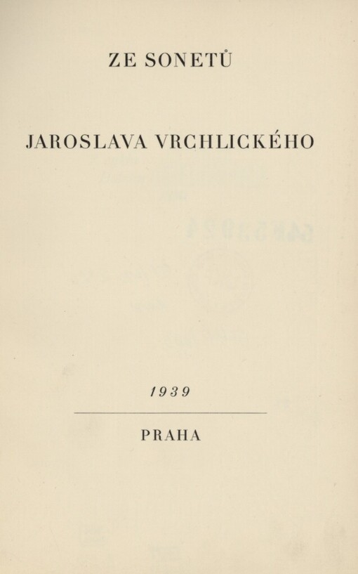 Ze sonetů Jaroslava Vrchlického