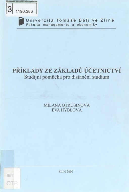Příklady ze základů účetnictví: studijní pomůcka pro distanční studium