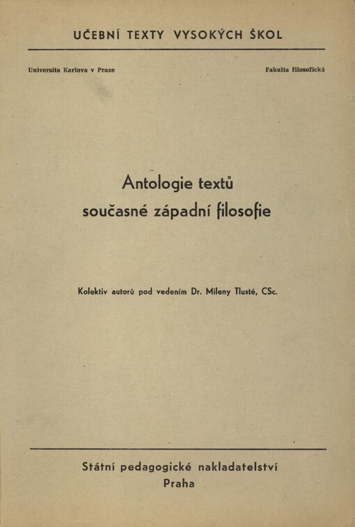 Antologie textů současné západní filosofie.4. díl