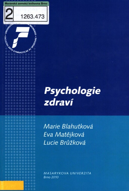 Psychologie zdraví: pro studenty bakalářských a magisterských oborů