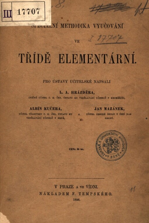 Speciální methodika vyučování ve třídě elementární