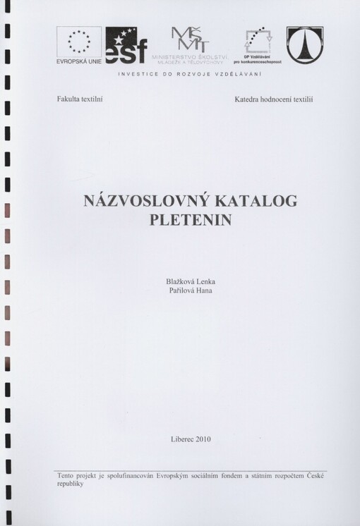 Názvoslovný katalog pletenin