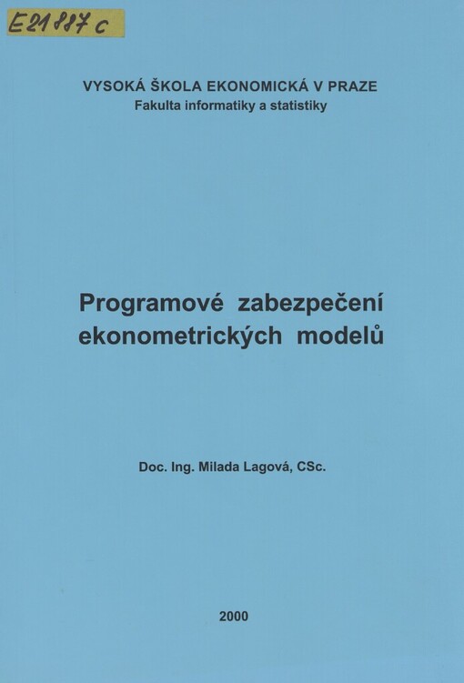 Programové zabezpečení ekonometrických modelů