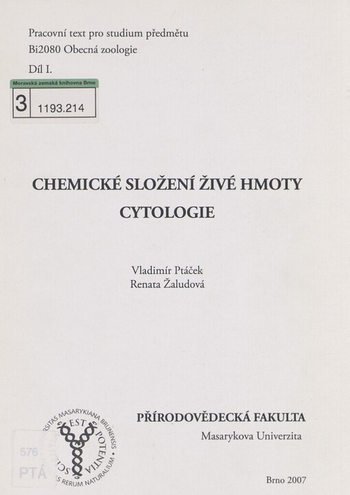 Pracovní text pro studium předmětu Bi2080 Obecná zoologie