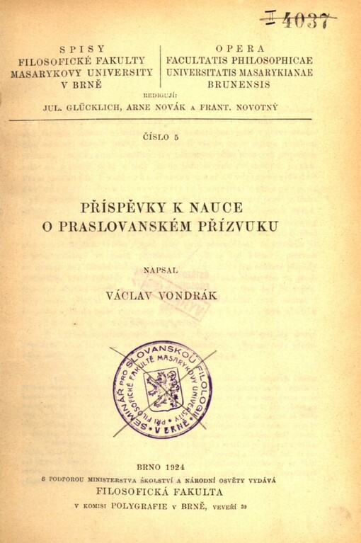 Příspěvky k nauce o praslovanském přízvuku