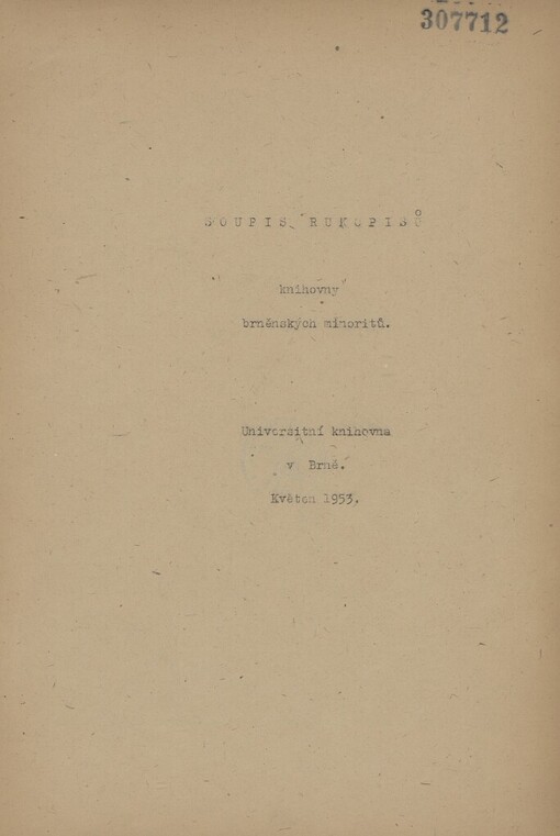 Soupis rukopisů knihovny brněnských minoritů