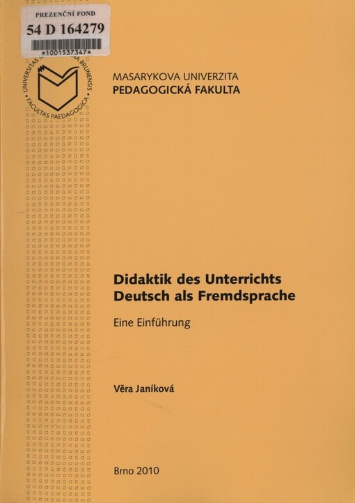 Didaktik des Unterrichts Deutsch als Fremdsprache: eine Einführung