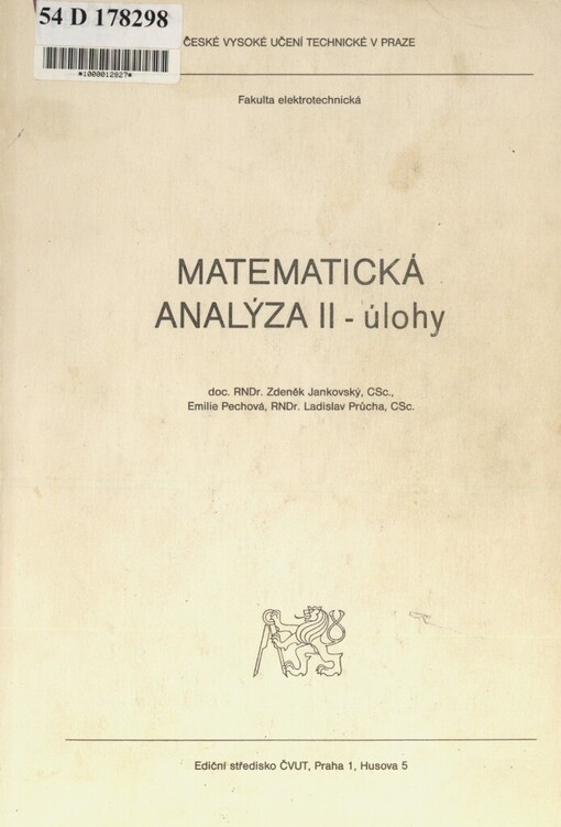 Matematická analýza II - úlohy, 1. vyd.