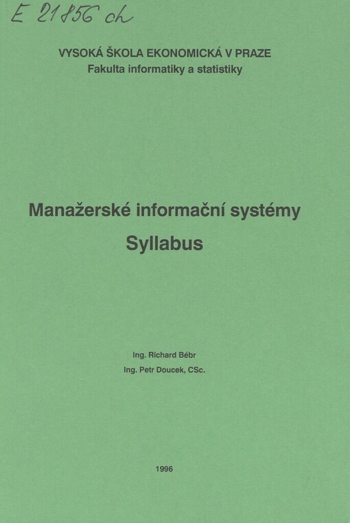 Manažerské informační systémy: syllabus
