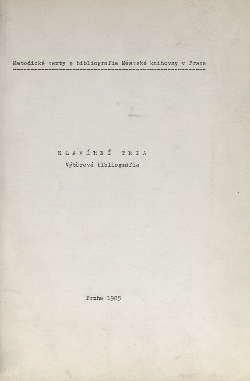 Klavírní tria: výběrová bibliografie