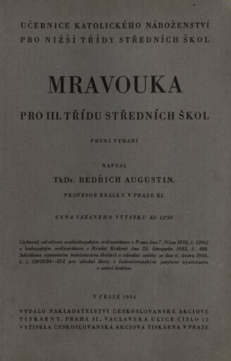 Mravouka pro III. třídu středních škol