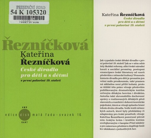 České divadlo pro děti a s dětmi v první polovině 19. století