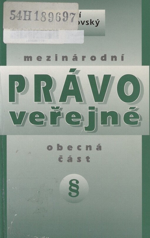 Mezinárodní právo veřejné: obecná část