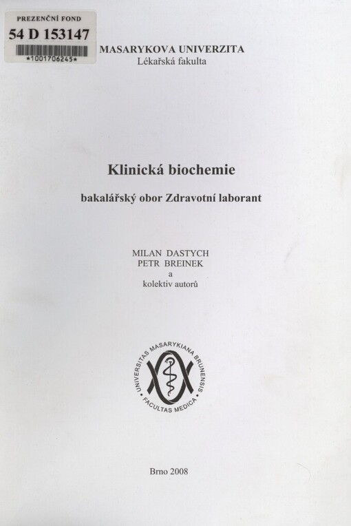 Klinická biochemie: bakalářský obor Zdravotní laborant