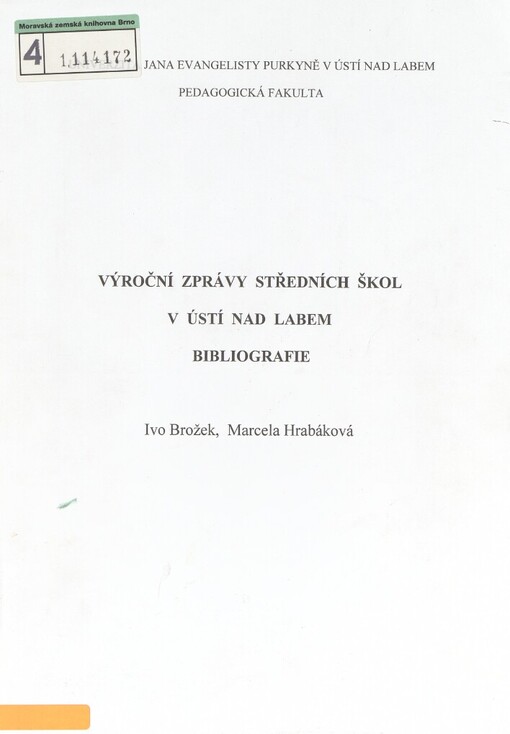 Výroční zprávy středních škol v Ústí nad Labem: bibliografie