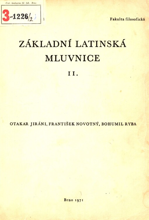 Základní latinská mluvnice.II.