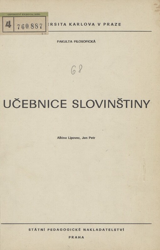 Učebnice slovinštiny: určeno pro posl. fak. filosof