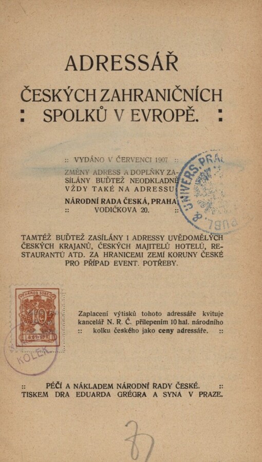 Adressář českých zahraničních spolků v Evropě