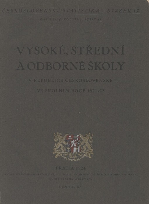 Vysoké, střední a odborné školy v republice Československé ve školním roce 1921-22