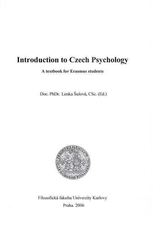 Introduction to Czech psychology :a textbook for Erasmus students