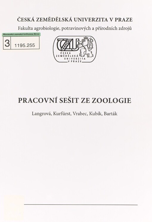 Pracovní sešit ze zoologie